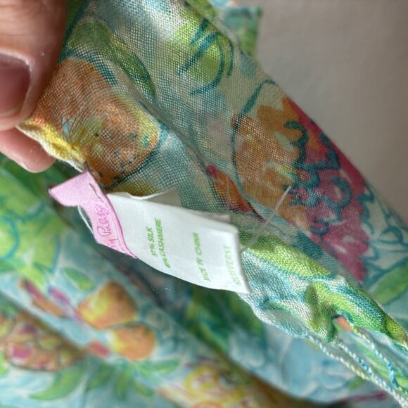 Lilly Pulitzer Murfee Scarf Florida Sarasota Longboat Key OS Fringe Blue Green - Picture 5 of 6